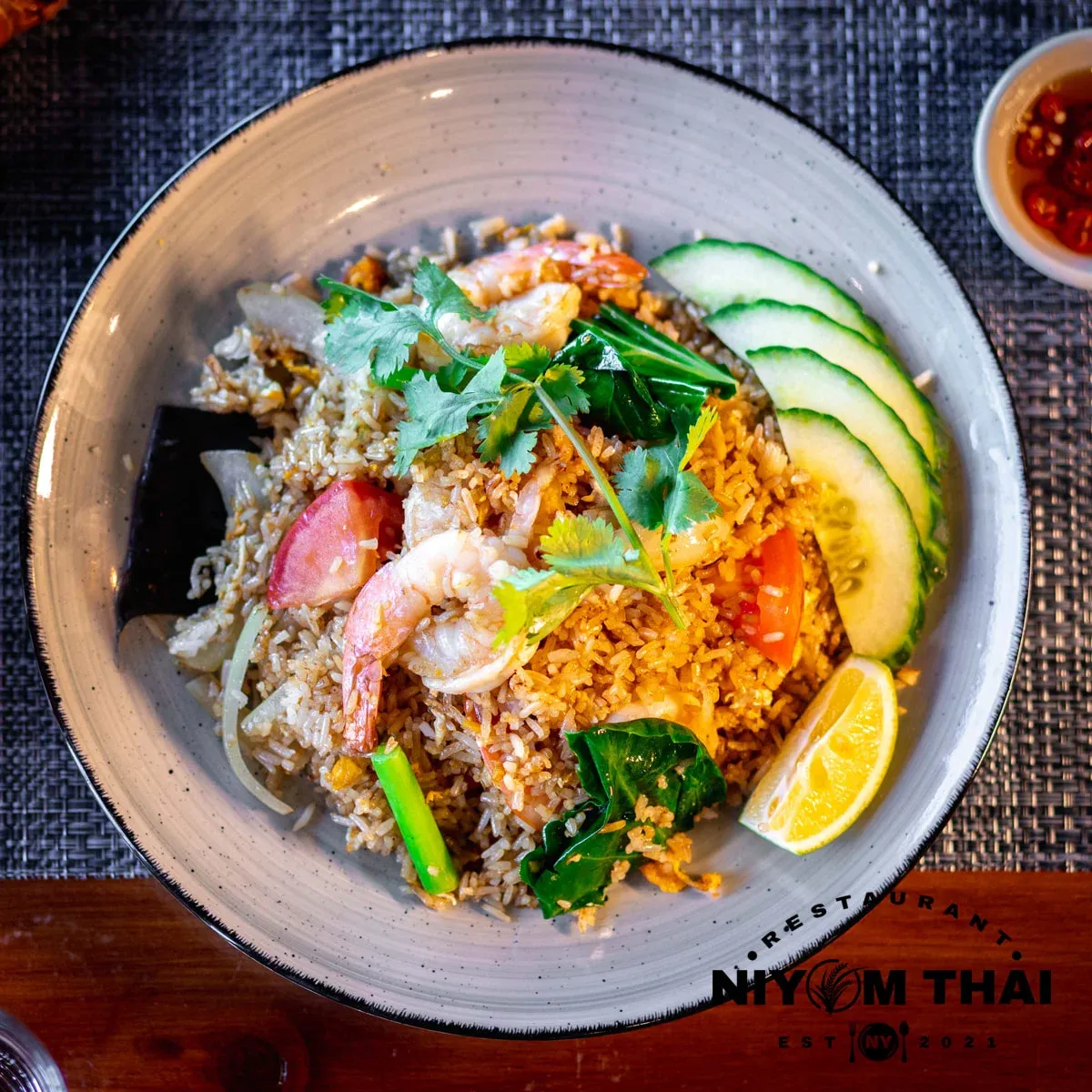 Pineapple fried rice with cashew nuts.